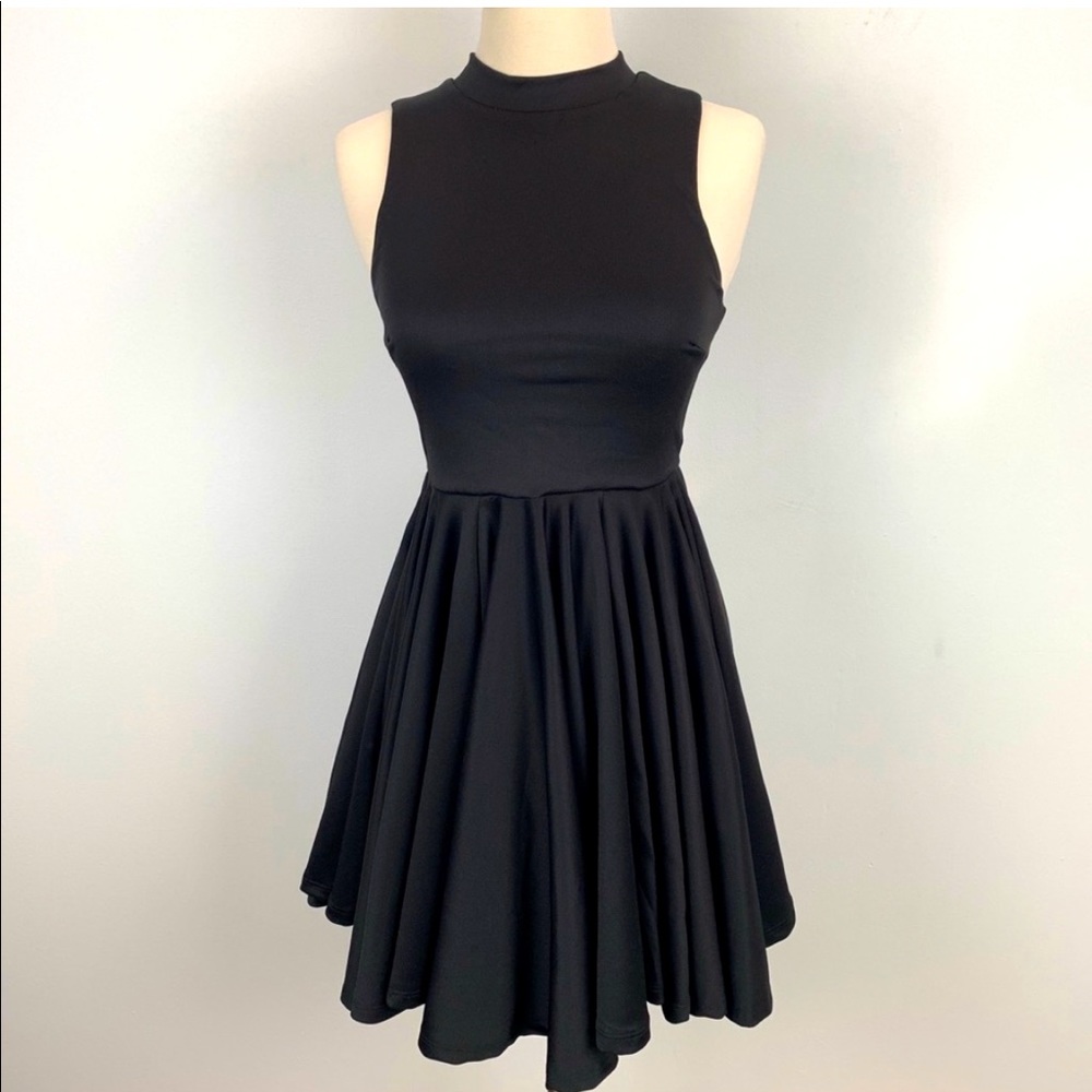 Pookie & Sebastian Black Fit & Flare Dress Sz XS